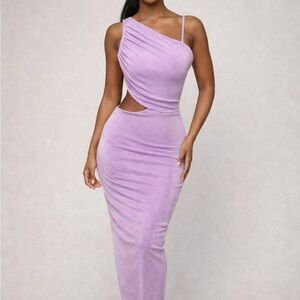LYANER Lavender One-Shoulder Cutout Bodycon Maxi Dress | Small